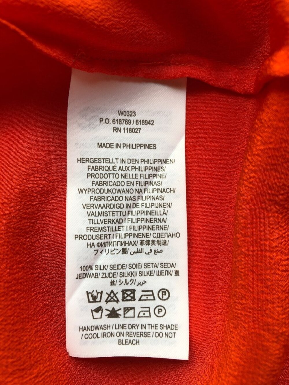 Boden 100% Silk Orange Button Down Blouse With Accent Contrast Trim Size 2 Artsy - Picture 5 of 10